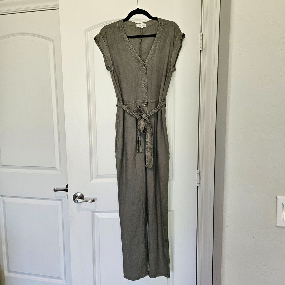 Bella Dahl green short sleeve Size S Jump suit with pockets & waist belt 017 - Picture 7 of 14